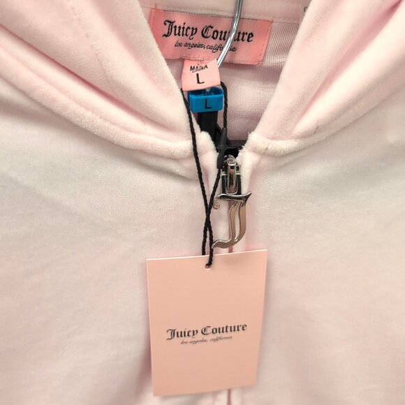 JUICY COUTURE OG Bling Velour TRACKSUIT 2 Piece Set Pink Sweatsuit Size L NWT - Picture 9 of 10